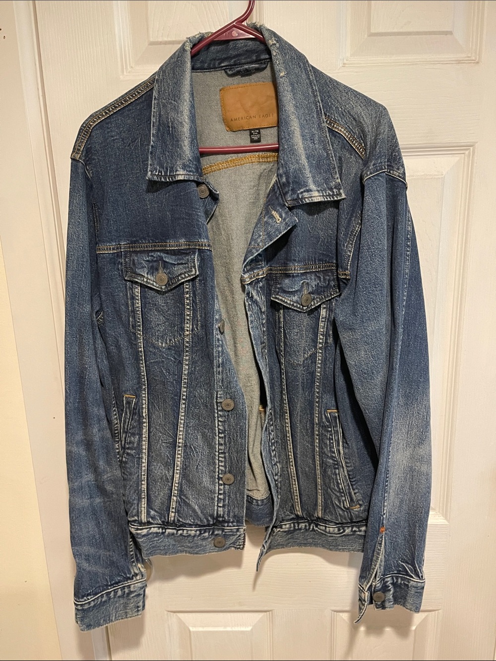 American Eagle Light Blue Distressed Denim Jacket